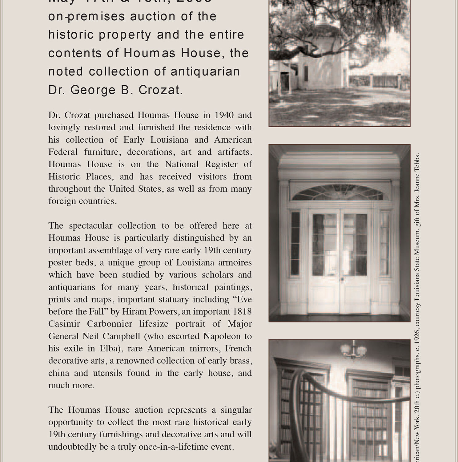 Houmas House auction flyer
