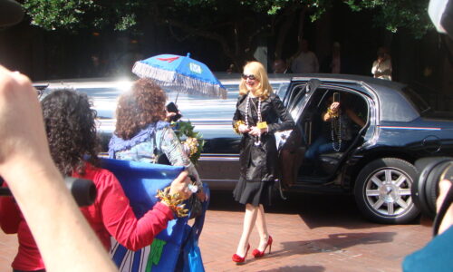 Actress Patricia Clarkson arrives at a Krewe of Muses news conference to inaugurate her as the 2012 Honorary EveryMuse.