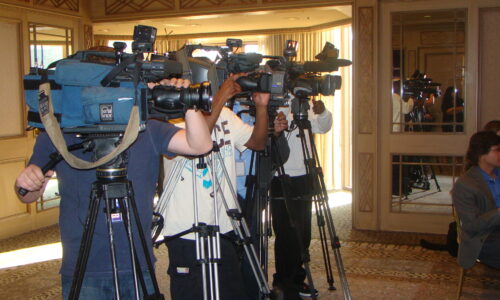 Media coverage at the Krewe of Muses news conference.