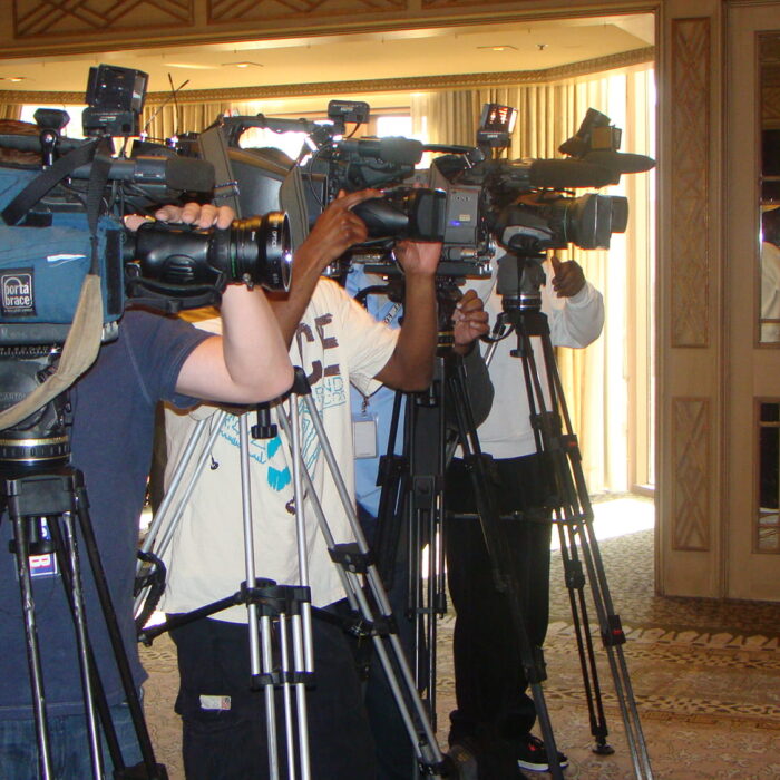 Muses-Patricia-Clarkson-5 Media coverage at the Krewe of Muses news conference.